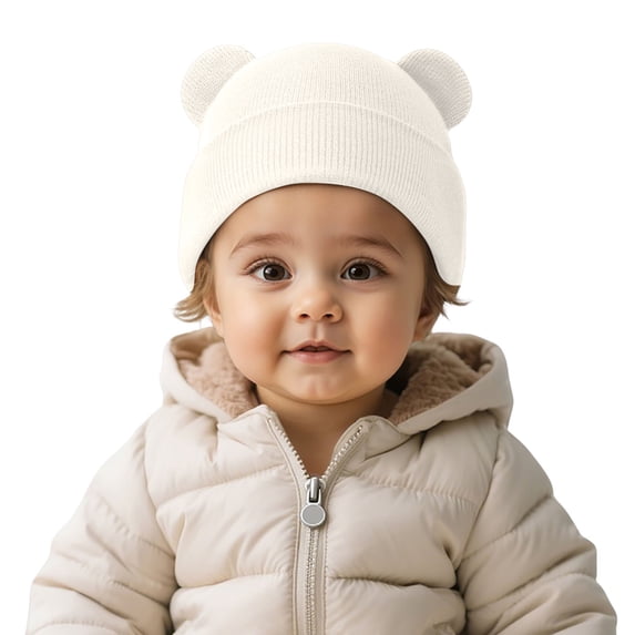 SRZYMJ Winter Knitted Hat For Kids Featuring Cute Animal Ears Extremely Soft Stretchy Warm For Boys And Girls White 0-3