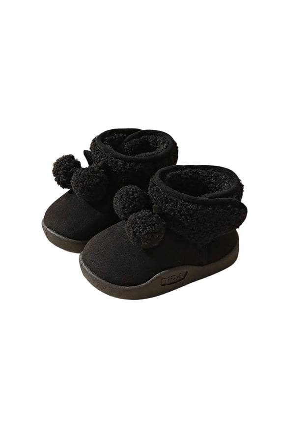Winter Warm Boots For Girls Thermal Insulated Soft Sole Non Toddler Cold Weather Outdoor Shoes Suitable For 18 Months To 45 Years Black 2.5-3 Years