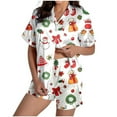 thumbnail image 1 of SRZYMJ Women Christmas Lounge Set Satin Graphic Print 2 Piece Pajamas Set Short Sleeve Button Down Shirt Pj Shorts Sleepwear, 1 of 6