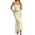 thumbnail image 1 of SRZYMJ Women's 2 Piece Outfits Ruffle Trim Cami Crop Top and Low Rise Maxi Skirt Set, 1 of 5