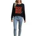 thumbnail image 1 of SRZYMJ Women's Autumn Winter Casual Pullover Sweater with Halloween Letter Print Round Neck Design for Seasonal Comfort, 1 of 6
