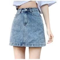 SRZYMJ Women's Denim Mini Skort High Waisted Stretch Casual Jean Skirt Shorts