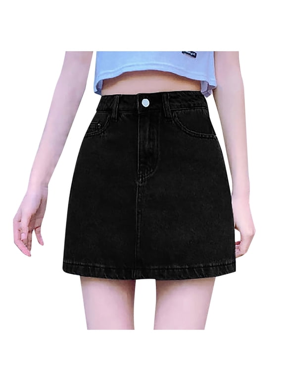 Women's Denim Mini Skort High Waisted Stretch Casual Jean Skirt Shorts