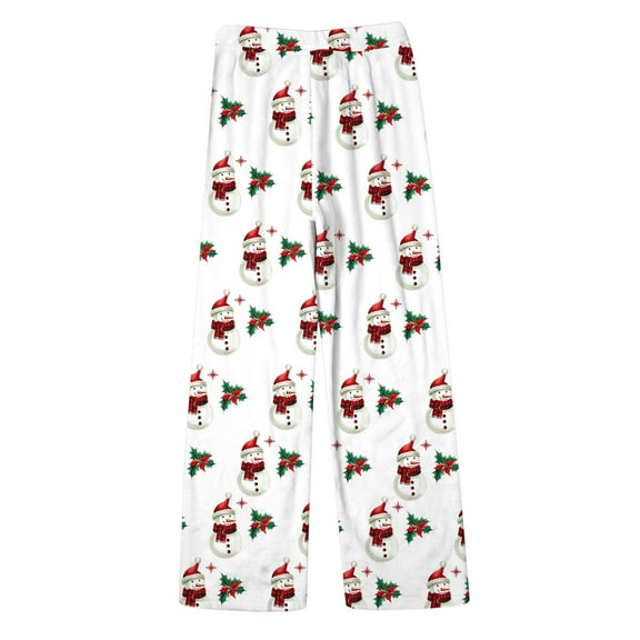 SRZYMJ Women's Joggers Pants Drawstring Running Sweatpants Women's Anime Cartoon Flannel Pyjama Pants Soft Warm Winter Loungewear Comfortable Sleepwear Holiday Print