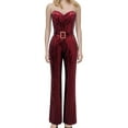 thumbnail image 1 of SRZYMJ Women's Jumpsuit with Pockets Stylish Women's Sequined Jumpsuit with Chain Belt Detail Backless Evening Wear Party Outfit Elegant Pant, 1 of 5