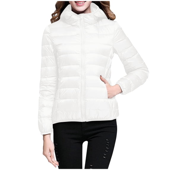 SRZYMJ Women's Lightweight Hooded Winter with Recycled Insulation Windproof Warm Down Coat Slim Fit Short Outerwear Jacket