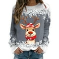 thumbnail image 1 of SRZYMJ Women's Long Sleeve Crewneck Graphic Sweatshirt Festive Reindeer Holiday Pullover Soft Cozy Winter Top Casual Comfort Wear, 1 of 4