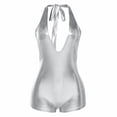 thumbnail image 1 of SRZYMJ Women's Metallic Bodycon Romper, Tie , One Piece Backless Club Outfit, 1 of 5