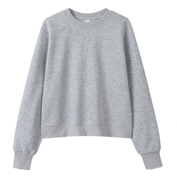 SRZYMJ Women's Organic Cotton Crewneck Sweatshirt Korean Style Short Round Neck Sweatshirt Women Long Sleeve Versatile Top for Casual Wear and Daily Outfits