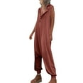 thumbnail image 1 of SRZYMJ Women's Plus Size Casual Loose Fit Sleeveless Hooded Overalls Jumpsuit with Legs and Functional Pockets for Everyday Comfort, 1 of 5