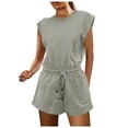 thumbnail image 1 of SRZYMJ Women's Plus Size Summer Casual Shorts Romper Open Back Sleeveless Workout Jumpsuit With Convenient Pockets, 1 of 9