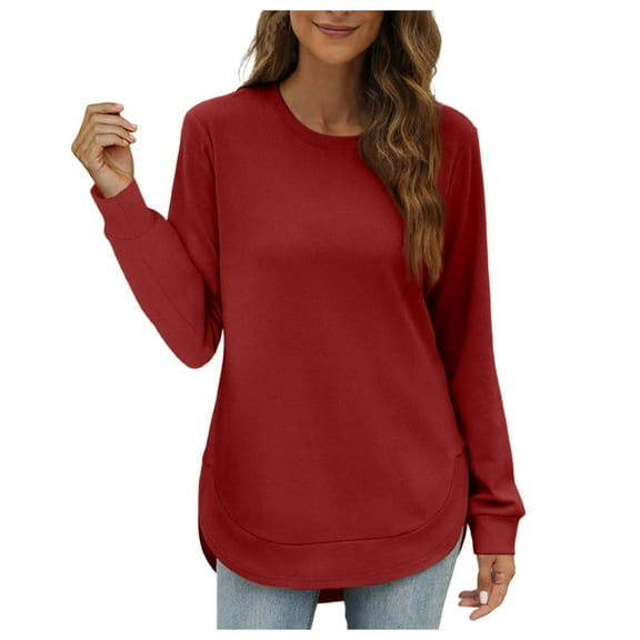 SRZYMJ Women's Pullover Sweatshirt Women's Lightweight Long Sleeve Asymmetrical Hem Pullover Soft Comfortable Casual Blouse Tops for