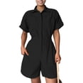 thumbnail image 1 of SRZYMJ Women's Slim Fit Jumpsuit Stylish Women's Jumpsuit Short Sleeve Wide Leg Romper With Comfortable Elastic Waistband Design For Casual, 1 of 5