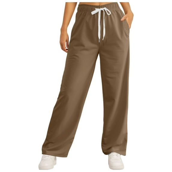 SRZYMJ Women's Track Pants Athletic Jogging Sweatpants Women's Lined High Waisted Sweatpants Wide Leg Joggers with Pockets for Casual Workout and