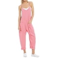 thumbnail image 1 of SRZYMJ Women's V Neck Sleeveless Jumpsuits Spaghetti Straps Harem Long Pants Overalls With Pockets, 1 of 5
