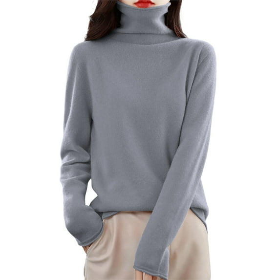 SRZYMJ Women's Warm Winter Knit Turtleneck Pullover Soft Wool Blend Long Sleeve Slim Fit Casual Top for Everyday Wear