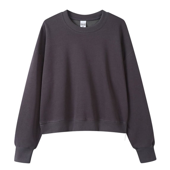 SRZYMJ Womens Athletic Crewneck Sweatshirt Korean Style Short Round Neck Sweatshirt Women Long Sleeve Versatile Top for Casual Wear and Daily Outfits