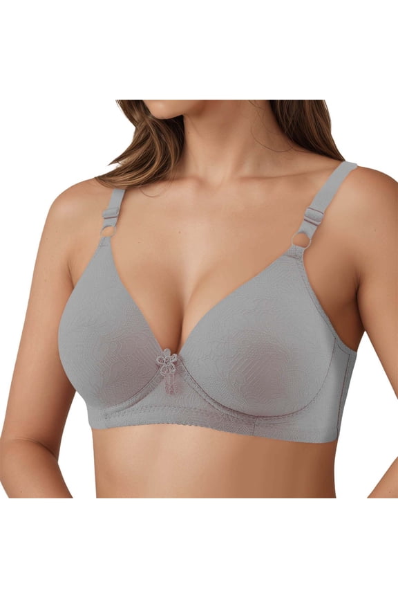 Womens Bralette Jacquard Bra Thin Cup Middle and Elderly Women Large Size Underwire Free Bras Comfortable Everyday Wear Supportive
