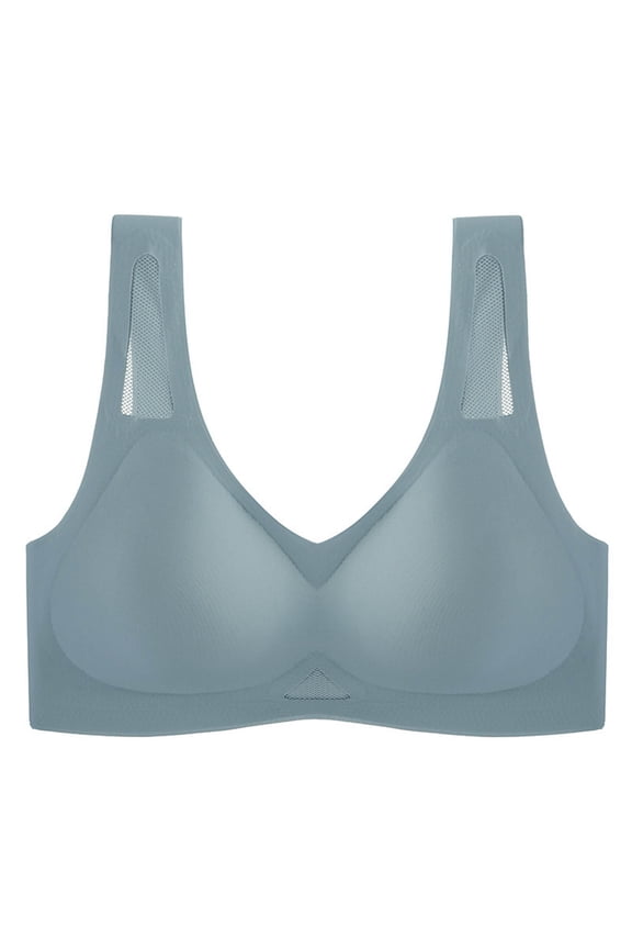 Womens Bralette Push Up Bra Thin Seamless Latex Bra for Full Bust Support with Top Gathering and Side Retention in Comfortable Vest