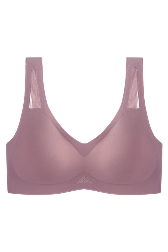 Womens Bralette Thin Seamless Latex Bra for Full Bust Support with Top Gathering and Side Retention in Comfortable Vest