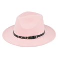 thumbnail image 1 of SRZYMJ Womens Classic Wide Brim Floppy Panama Hat Belt Buckle Wool Fedora Hat, 1 of 3