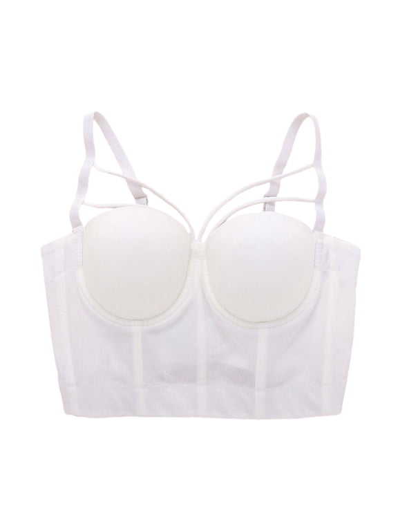 Womens Cross Cut Smooth Wedding Party Gothic Bustier Crop Top Bra Vest Caged Cropped Top