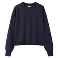 thumbnail image 1 of SRZYMJ Womens Daily Wear Crewneck Sweatshirt Korean Style Short Round Neck Sweatshirt Women Long Sleeve Versatile Top for Casual Wear and Daily Outfits, 1 of 2