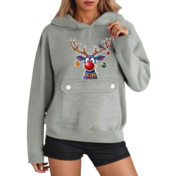 SRZYMJ Womens Hooded Pullover Featuring Convenient Front Pocket For Everyday Winter Comfort And Relaxed Casual Outfits