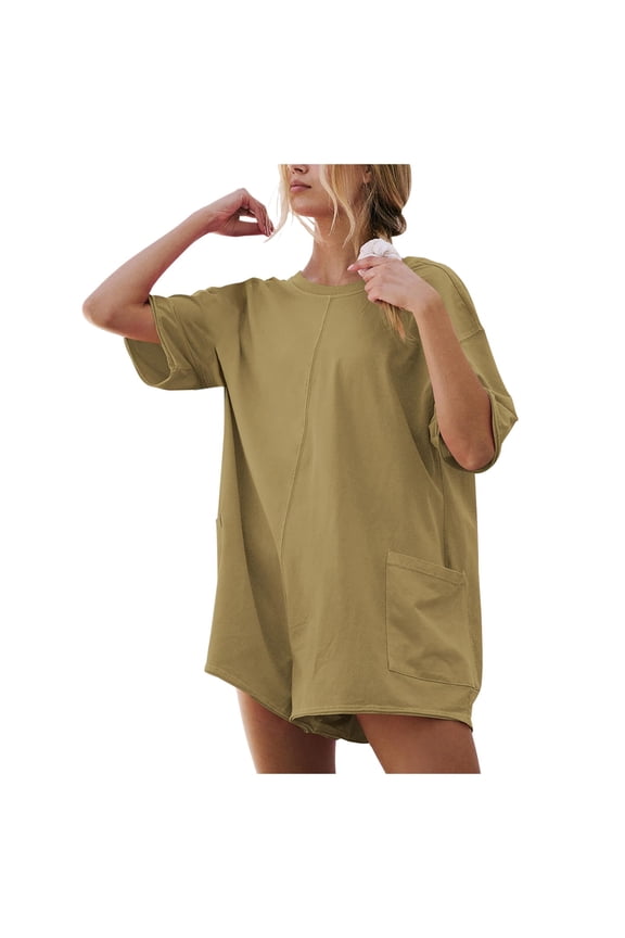 Womens Jumpsuit Stylish Women Summer Casual Romper with Short Sleeve Backless Design Loose Fit Athletic Beach Wear Comfortable