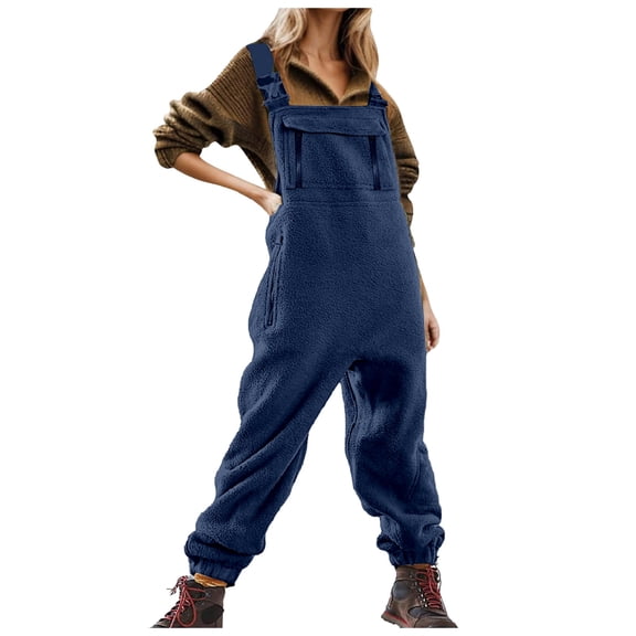 SRZYMJ Womens Jumpsuit Women's Brushed Thermal Overalls with Adjustable Suspenders and Winter Ski Pant Design for Cold