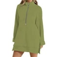 thumbnail image 1 of SRZYMJ Womens Lounge Crewneck Sweatshirt Women's Hoodless Half Zip Longline Casual Sweatshirt Pullover With Side Slit Design for Fall and Winter, 1 of 4