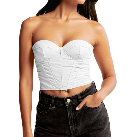 SRZYMJ Womens Lustrous Satin Corset, Underwire Padded Lace-Up Boned Shapewear for Elegant Glam Outfits