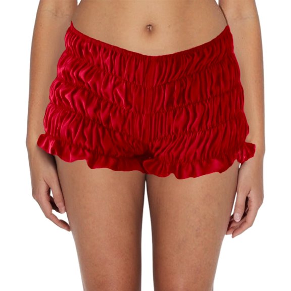 SRZYMJ Womens Ruched Mini Shorts Low Waist Ruffle Frill Bloomers Lounge Pajamas Smocked Micro Shorts Sleepwear
