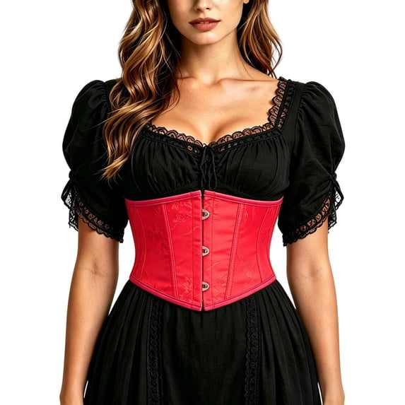 SRZYMJ Womens Vintage Floral Print Underbust Corset Tops Vintage Boned Corset Belt Corset XL