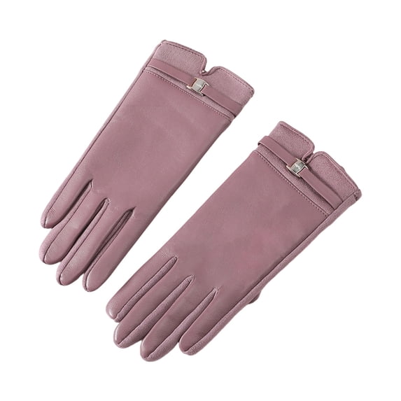 SRZYMJ Womens Winter Leather Gloves Touch Screen Wool Lined Windproof Warm Suede Fashion Dress Gloves