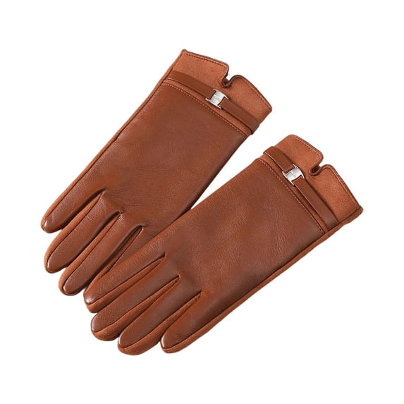 SRZYMJ Womens Winter Leather Gloves Touch Screen Wool Lined Windproof Warm Suede Fashion Dress Gloves