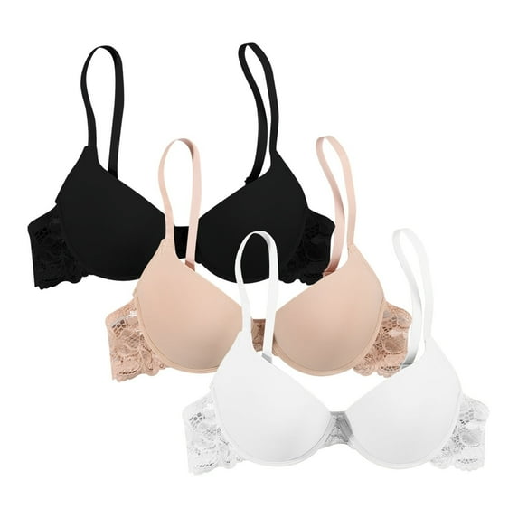 SRZYMJ Womens Wireless Bra Women's Fashionable Smooth Solid Color Semi Transparent Lace Underwire Bra Comfortable Everyday Wear