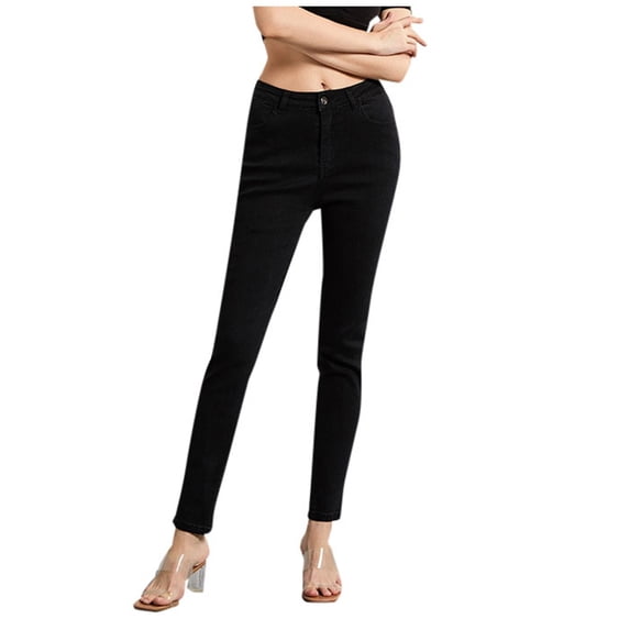 SRZYMJ Wrinkle-Resistant Denim Pants Women's Slim Fit High Waist Stretch Denim Pants Bootcut Leg Style Comfortable