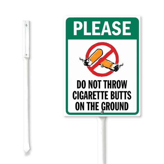 SRongmao 4.6x6inch Lawn Sign Do Not Throw Cigarette Butts on the Ground ...