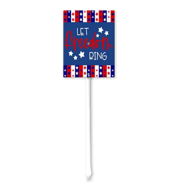 SRongmao 4th of July Yard Sign Patriotic Star Yard Sign Let Freedom Ring Yard Sign with Stake