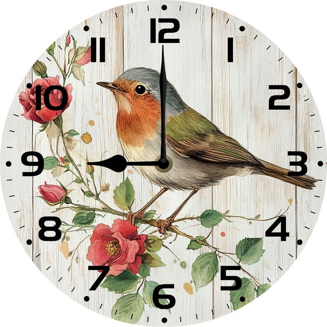 SRongmao Bird Wood Clock for Living Room Farmhouse Wall Clocks Battery ...