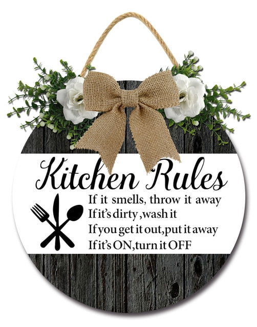 Rustic Kitchen Rules Sign SRongmao Kitchen Rules Wall Decor Farmhouse Kitchen Wall Decor Kitchen ...