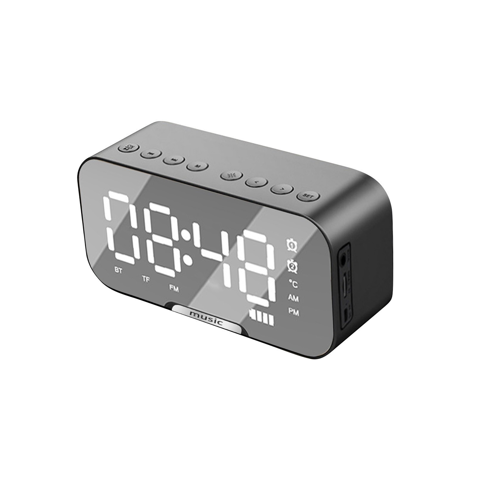 SRstrat LED Mirror Digital Alarm Clock Big Time Display Table Alarm