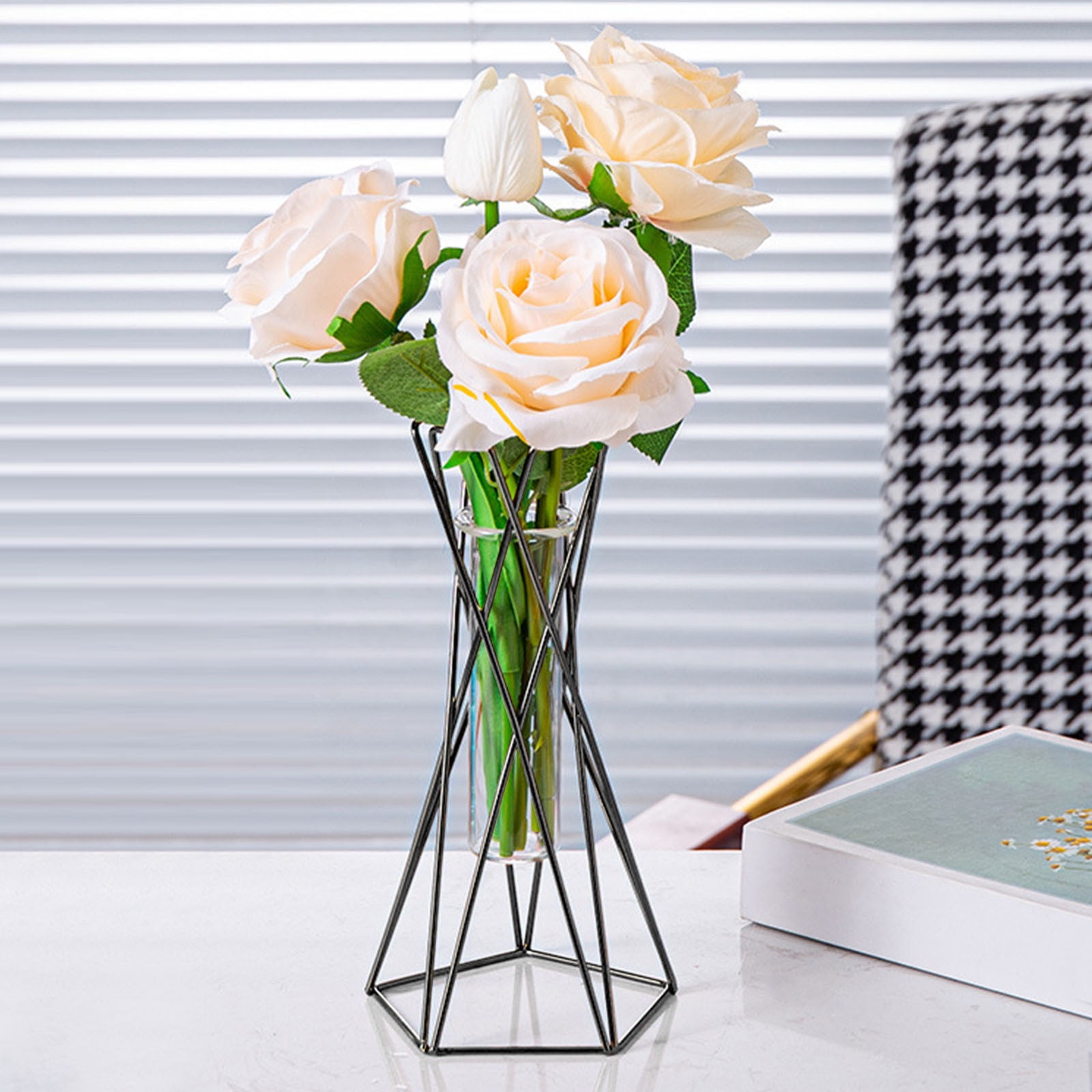 SRstrat Metal Rack Stand Clear Flower Vase Glass Vases Set, Nordic ...