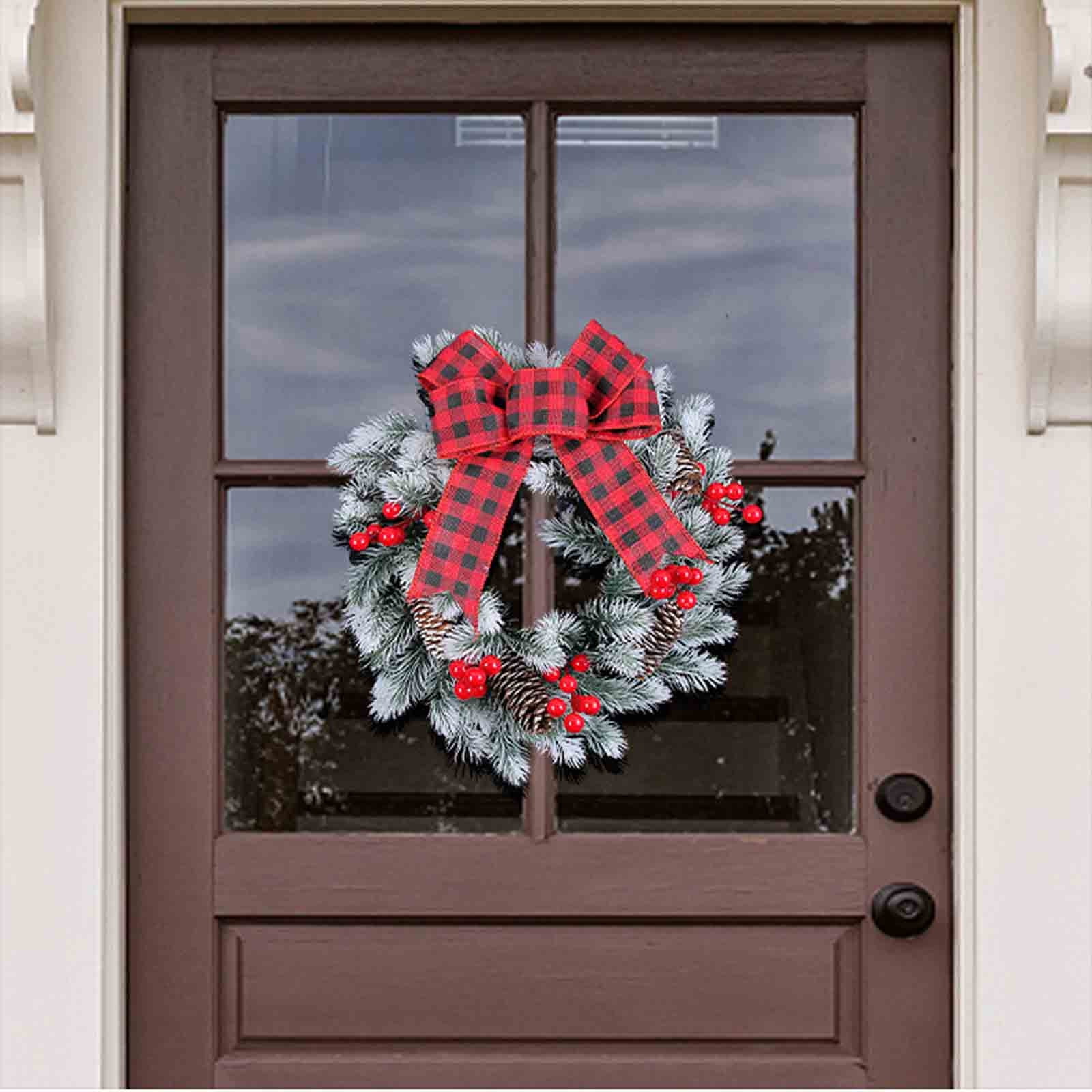 SRstrat Red Christmas Bows with LED Lights,Christmas Wreath Metal