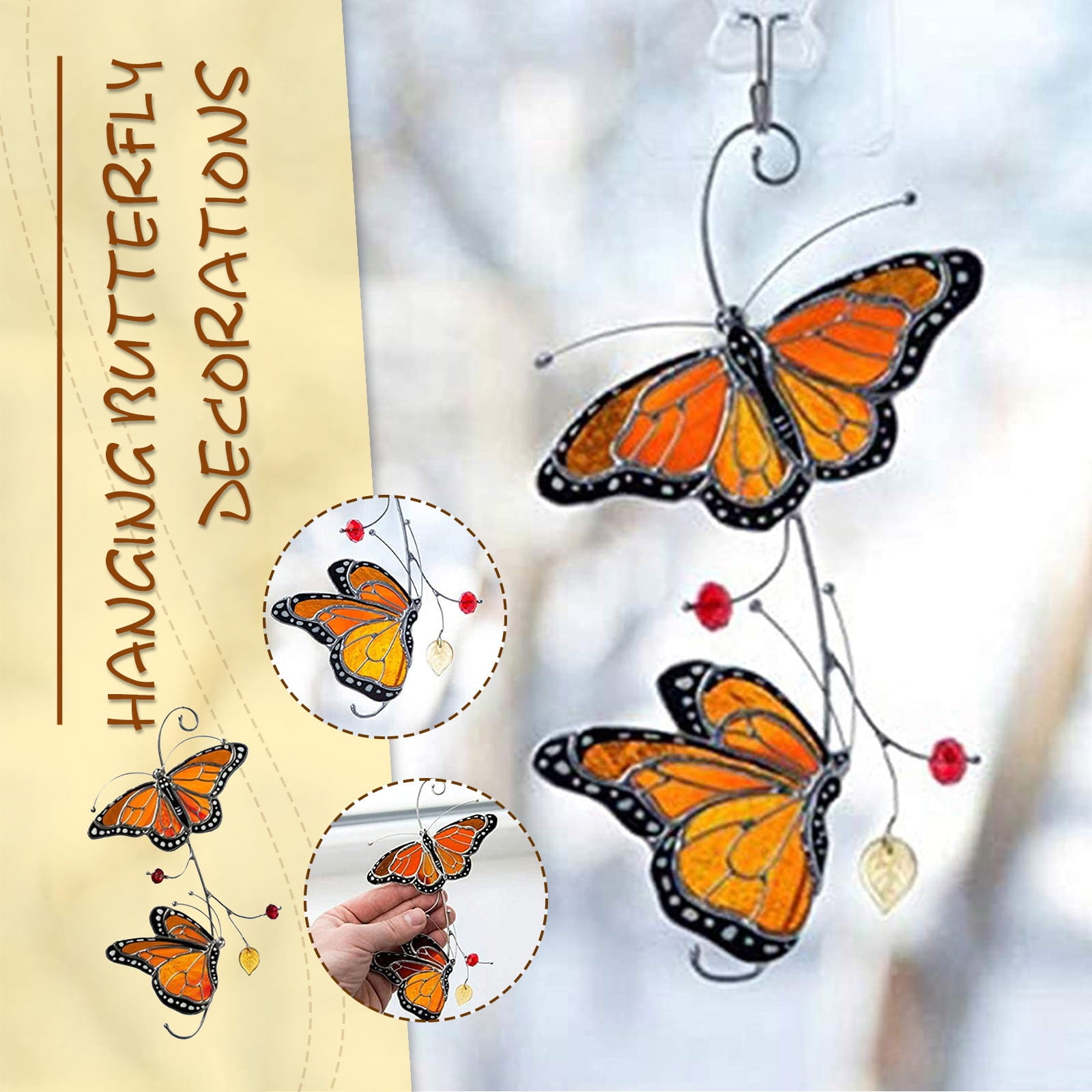 SRstrat Suncatcher For Window,Stained Butterfly Glass Window Decor, Hanging Butterfly ...
