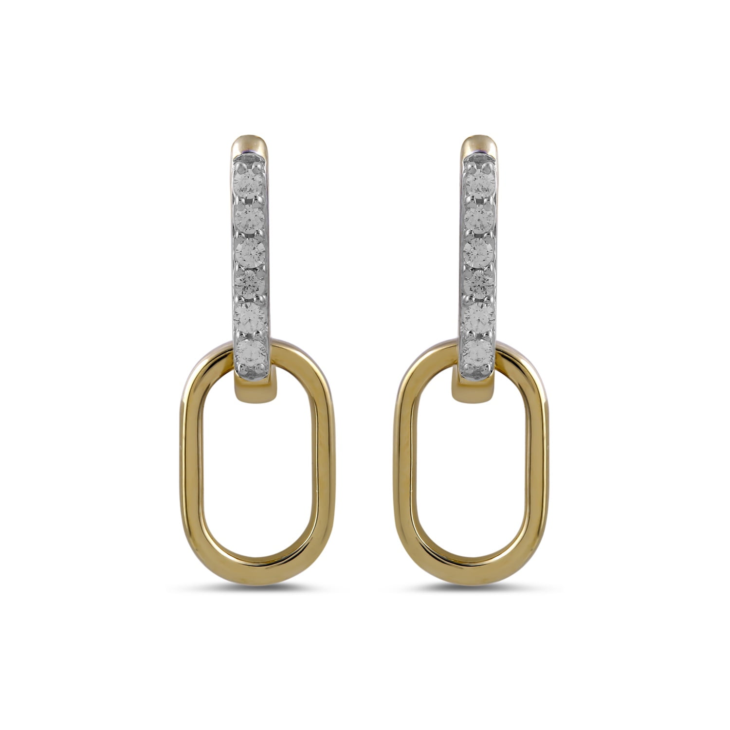 Brilliance Fine Jewelry Lab-Grown Diamond Oval Link Drop Earrings in Yellow Gold-Plated Silver