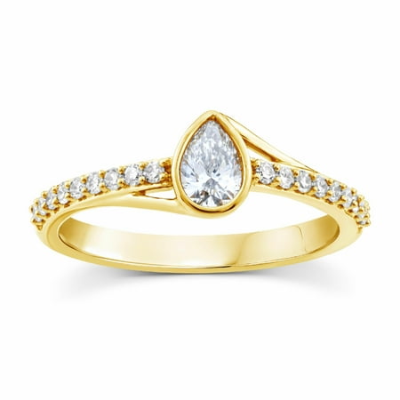 Brilliance Fine Jewelry 1/2 Ctw Lab Grown Diamond Promise Ring in 14K Yellow Gold-Plated Sterling Silver, Size 6
