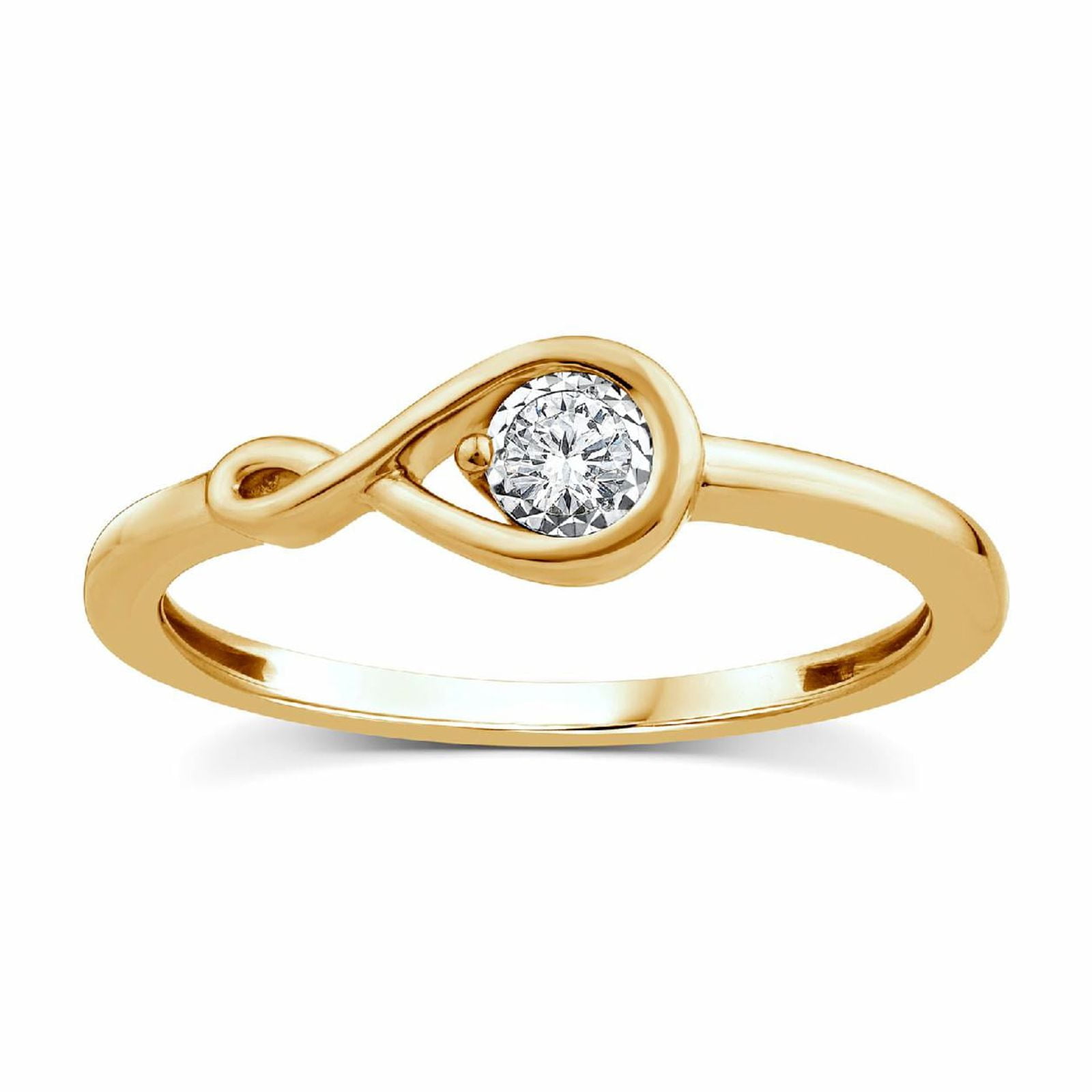 1/6 Ctw Lab-Grown Diamond Promise Ring, 14K Yellow Gold-Plated Sterling Silver, Size 6