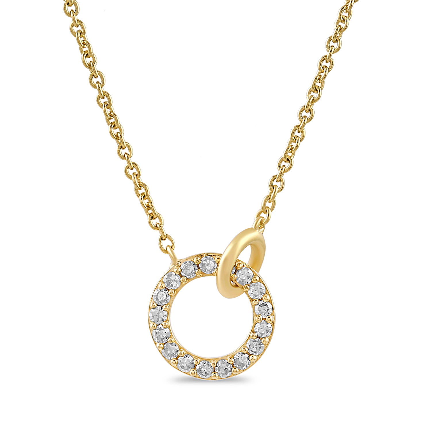 Brilliance Fine Jewelry Lab-Grown Diamond Circle Pendant Necklace in Yellow Gold-Plated Silver